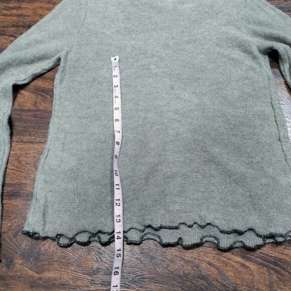 ZARA Wool Alpaca Blend Lightweight Base Layer Ruffled Hem Sweater Women's Small - Picture 9 of 10